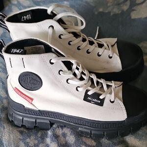 Palladium White and Black High-Top Boots